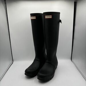 Hunter Original CLASSIC TALL BLACK Back Adjustable RAINBOOT WOMEN'S 9 Knee High